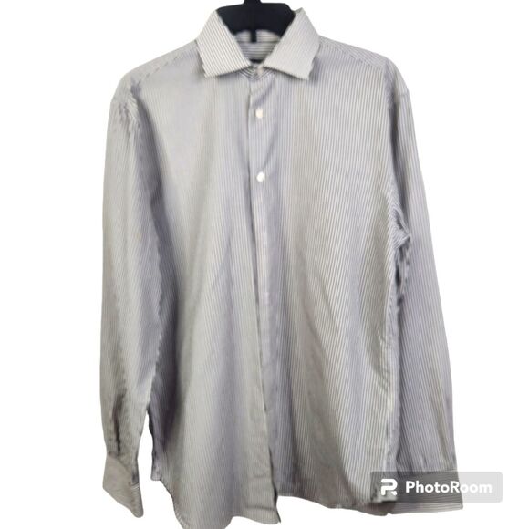 John Varvatos Mens Regular Fit Long Sleeve Striped Button Down 15 1/2-34/35 - Picture 2 of 9
